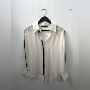 Zara White Sheer Button down Velvet lining